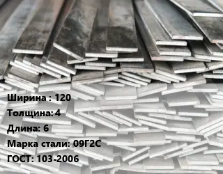 Полоса стальная 120х4 L=6 Сталь: 09Г2С ГОСТ: 103-2006